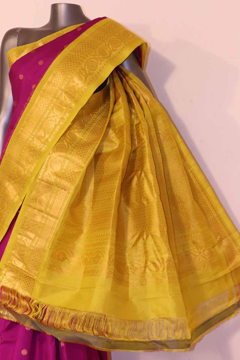 Grand & Traditional Zari Butta Handloom Pure Gadwal Silk Saree AG207208